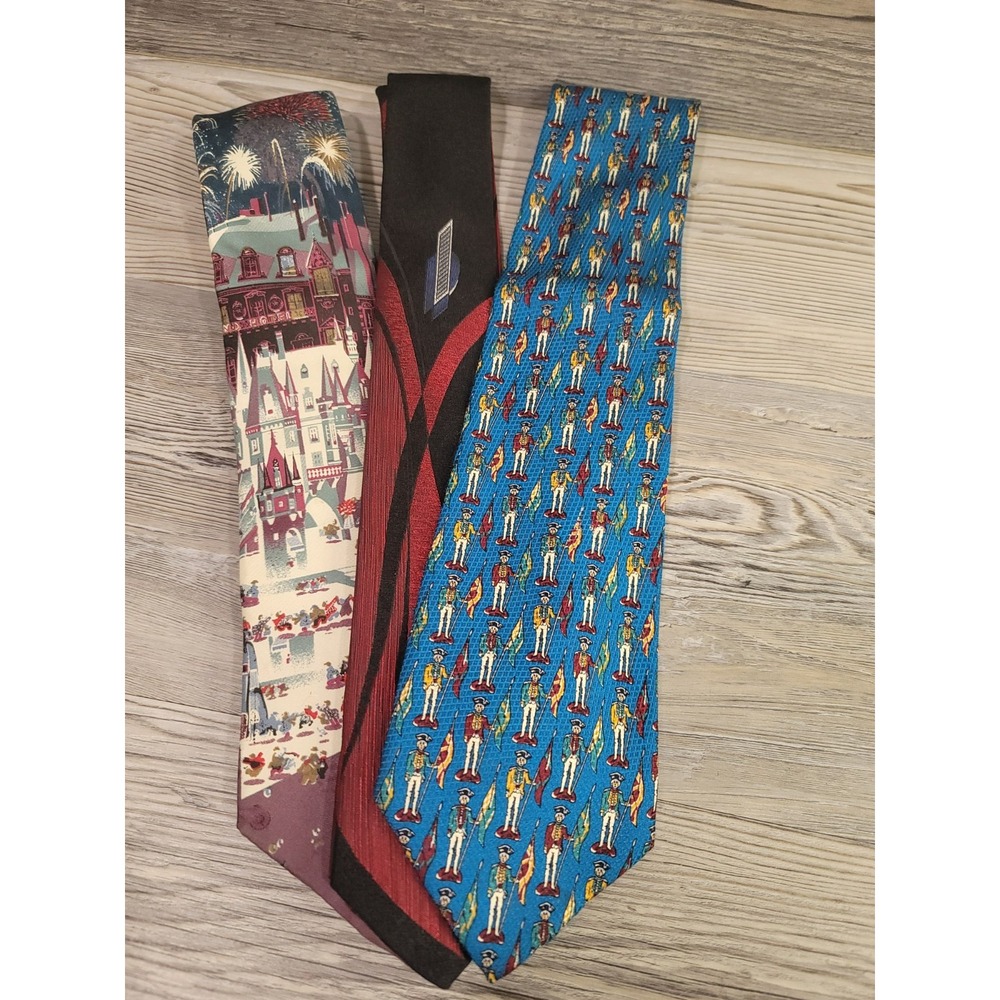 Y2k silk men's ties colorful ornate lot of 3. designer mondo Uomo String beans
